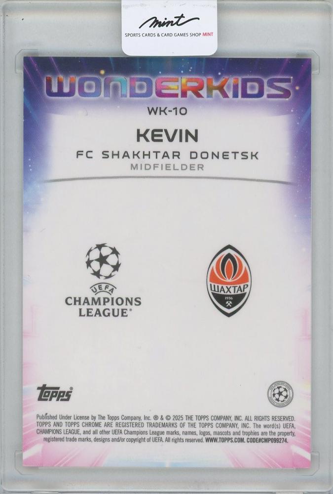 2024-25 TOPPS Chrome UEFA Club Competitions Japan Wonderkids Orange Mojo Refractors / KEVIN(Shakhtar Donetsk) 14/25