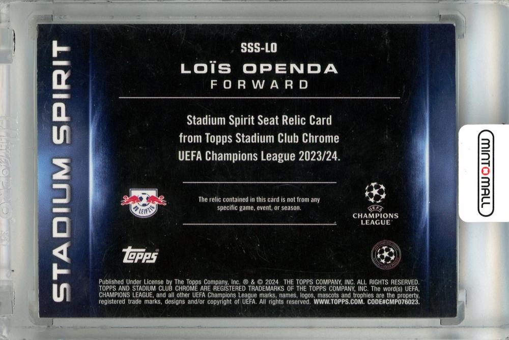 2023-24 Topps Stadium Club Chrome UEFA Champions League Lois Openda Stadium Spirit Relics Orange Refractors #SSS-LO ※ dents and ba