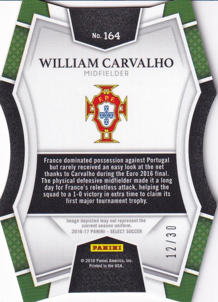 2016-17 Panini Select Portugal William Carvalho Base Mezzanine Tie-Dye Parallel card serial 12 of 30