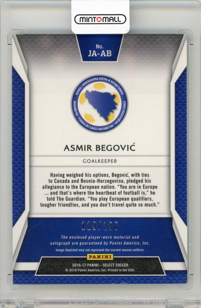 2016-17 Panini Select Asmir Begovic Jersey Autographs119/198 Bosnia-Herzegovina