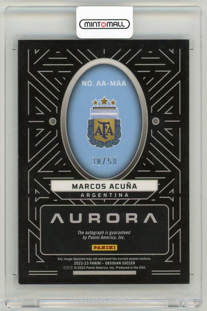 2022-23 Panini Obsidian Marcos Acuna Aurora Autographs Electric Etch Purple Parallels38/50 Argentina