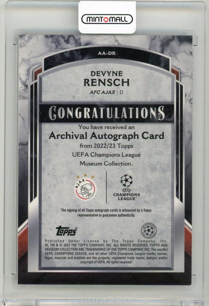 2022-23 Topps Museum Collection UEFA Devyne Rensch Archival Autographs274/299 AFC Ajax