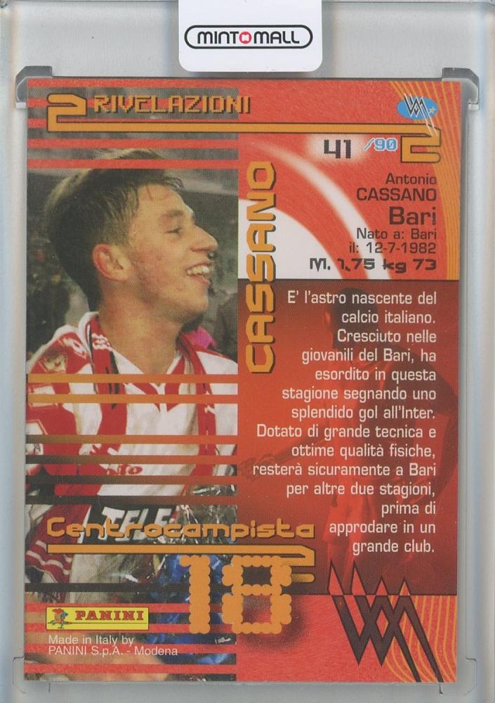 2000 calcio Antonio Cassano 41/90 Bari