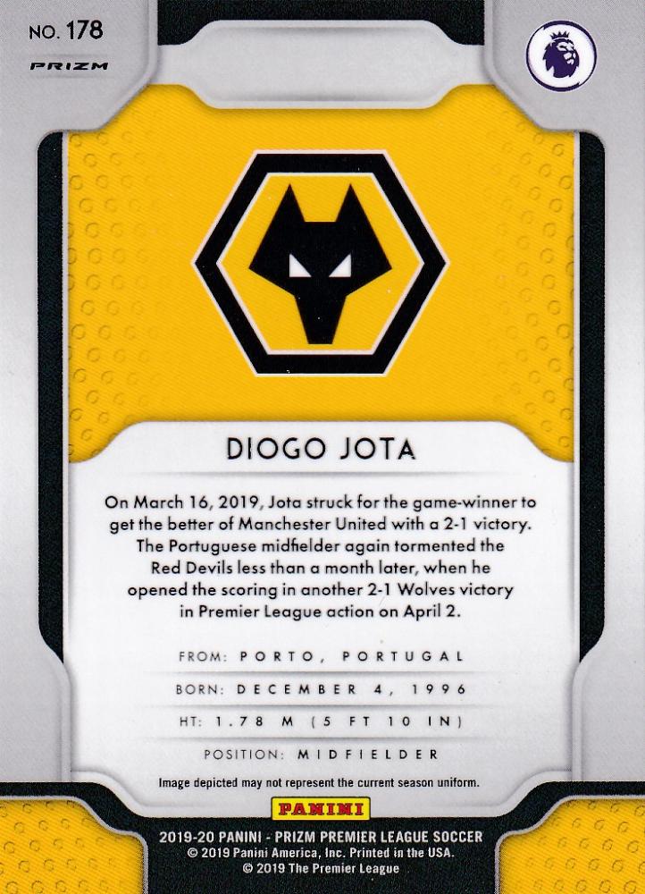 2019-20 Panini Prizm Premier League Diogo Jota base multicolor parallel card Wolverhampton Wanderers