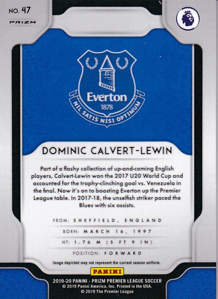 2019-20 Panini Prizm Premier League Everton Dominic Calvert-Lewin Base HyperParallel Version trading card