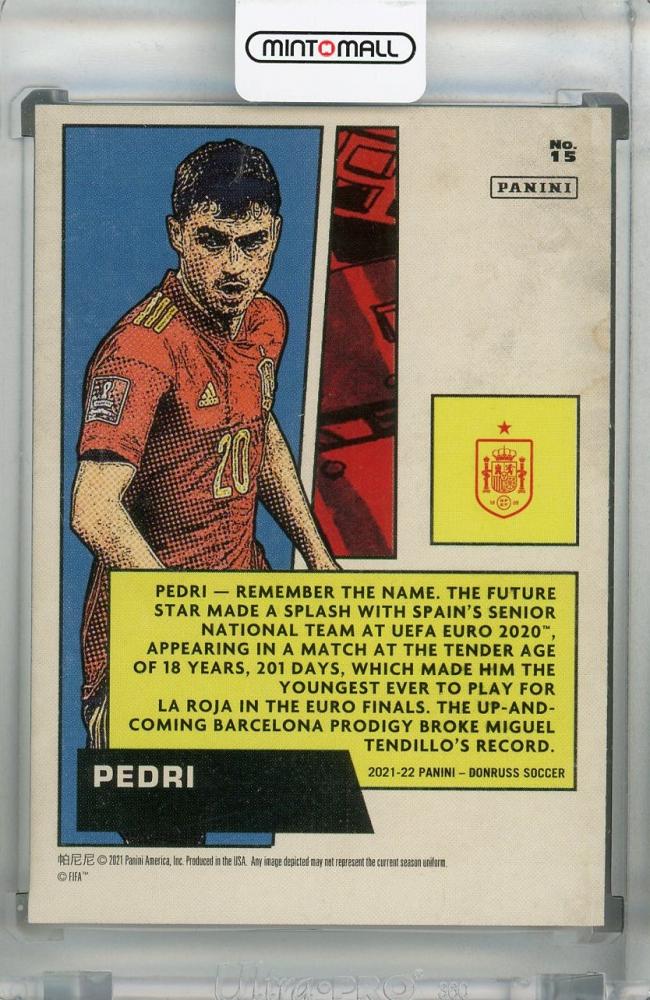 2021-22 Donruss Soccer Road to Qatar Pedri Spain Net Marvels Press Proof trading card