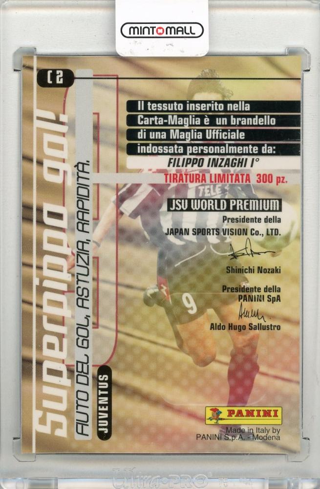 2001 PANINI Calcio Cards Premium Filippo Inzaghi Carta Maglia #C2 *minor stain on back* Juventus