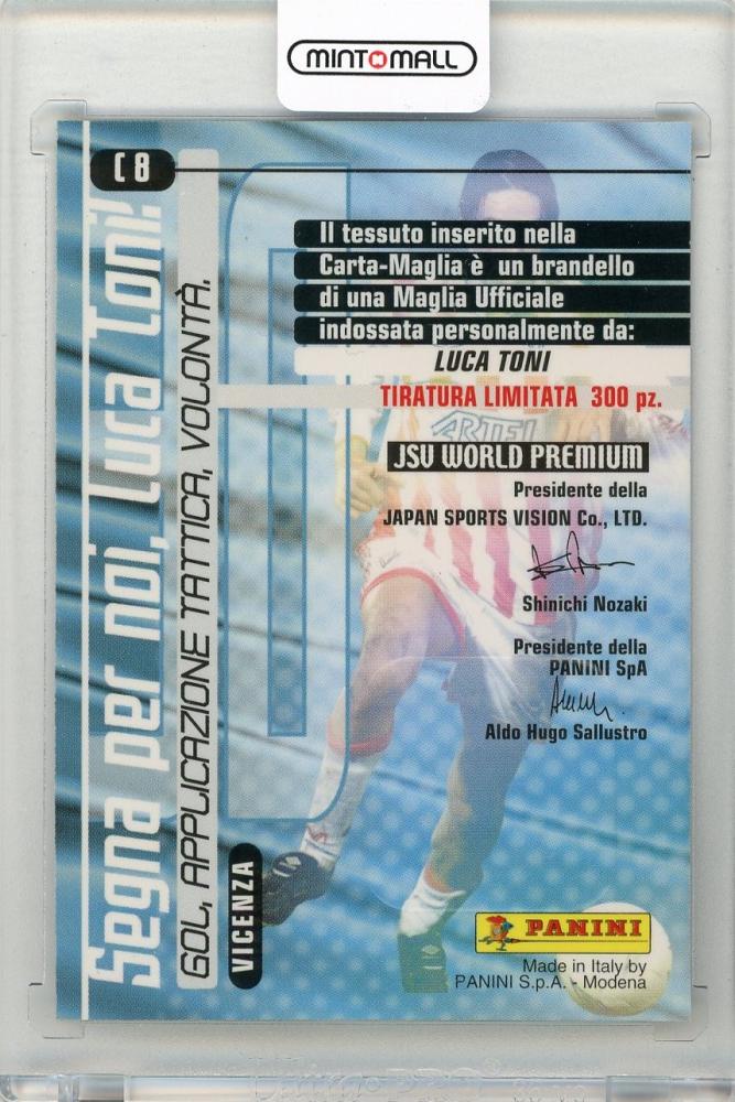 2001 PANINI Calcio Cards Premium Luca Toni Carta Maglia C8 Vicenza