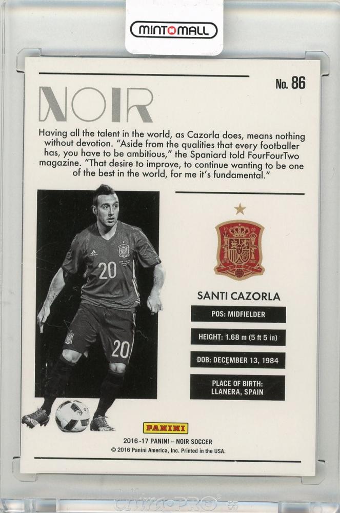 2016-17 PANINI Noir Santi Cazorla Color Gold #8609/10 Spain
