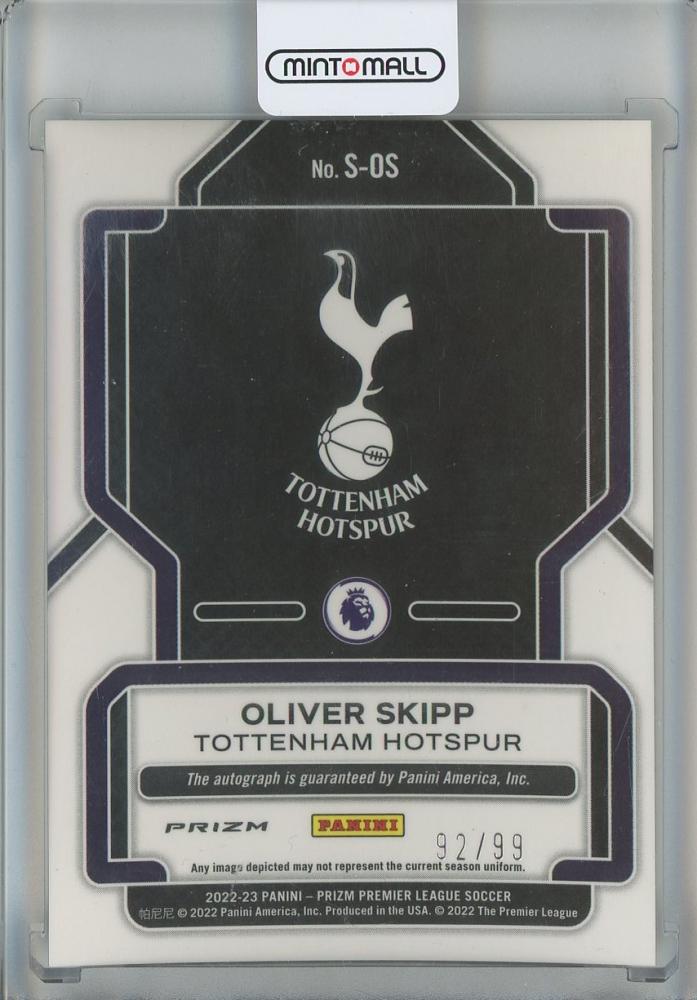 2022-23 Panini Prizm English Premier League Oliver Skipp Signatures Prizms Silver #5592/99 Tottenham Hotspur
