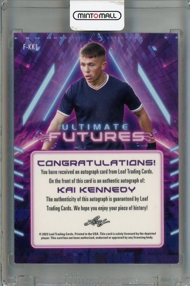 2022 Leaf Ultimate Soccer Kai Kennedy Futures Autographs Silver Spectrum 09/10 *Minor stain on back