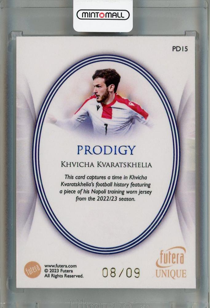 2023-24 Futera Unique World Football Khvicha Kvaratskhelia Prodigy Relics Sapphire(Parallel Version) 08/09
