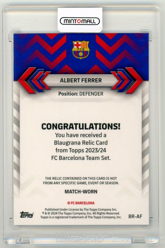2023-24 Topps FC Barcelona Team Set Albert Ferrer Blaugrana Relics Blue Parallels198/250