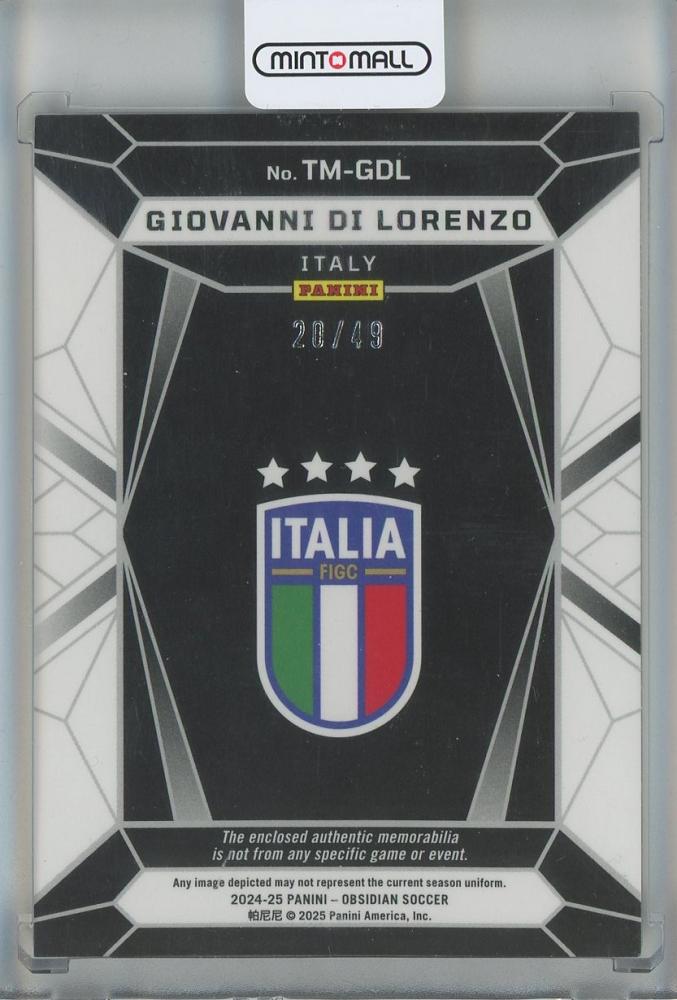 2024-25 Panini Obsidian Giovanni Di Lorenzo Trifecta Material Electric Etch Red Pulsar #1620/49 Italy