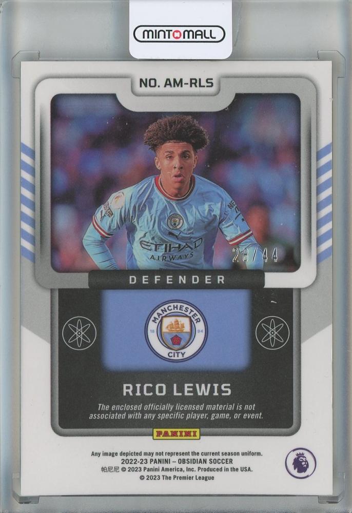 2022-23 Panini Obsidian Rico Lewis Atomic Material Electric Etch Red Pulsar #26 RC28/44 Manchester City
