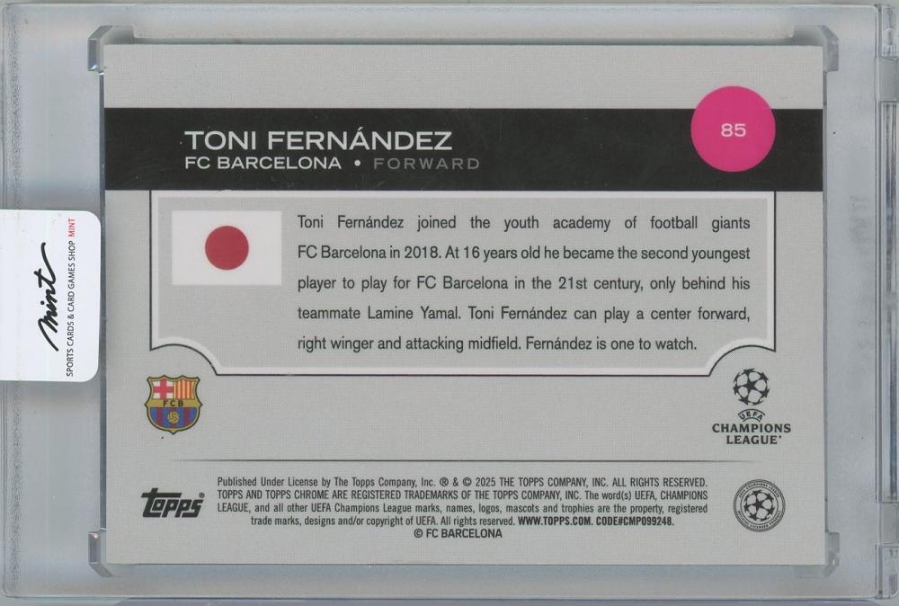 2024-25 TOPPS UEFA Japan Edition Soccer Green Mojo Refractor #85 / TONI FERNANDEZ(FC Barcelona) 19/99