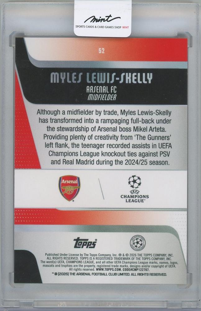 2025-26 TOPPS UEFA Club Competitions Orange Raindrops #52 Future Stars / MYLES LEWIS-SKELLY(Arsenal) 23/25