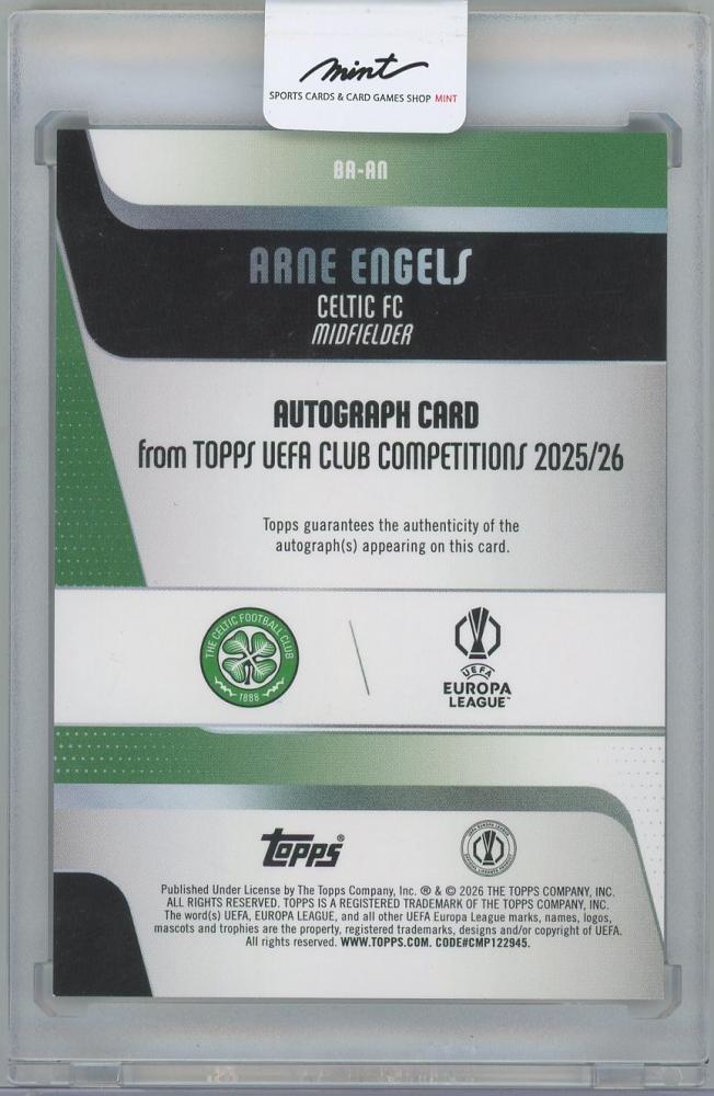 2025-26 TOPPS UEFA Club Competitions Autographs / ARNE ENGELS(Celtic FC)