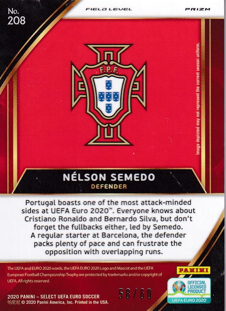 2020 Panini Select UEFA Euro Preview Nelson Semedo Base Field Level White Parallel card 58 out of 60