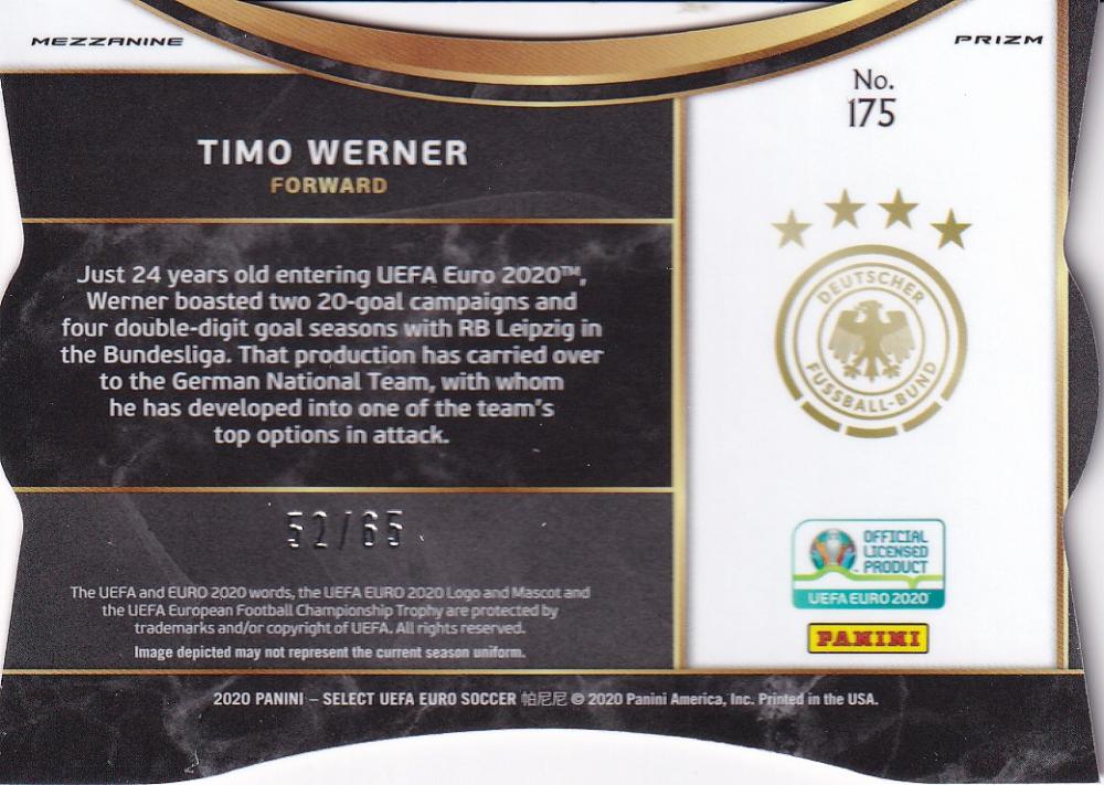 2020 Panini Select UEFA Euro Preview Germany Timo Werner Base Mezzanine Die-Cut Red parallel trading card