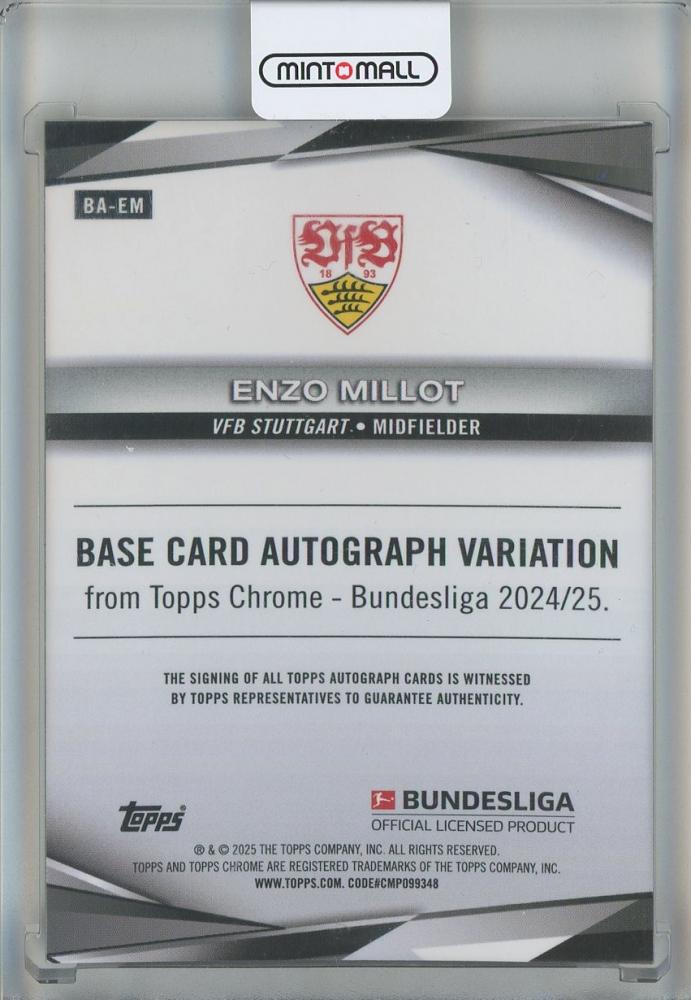 2024-25 Topps Chrome Bundesliga Enzo Millot Autographs Gold Refractors #BAEM06/50 VfB Stuttgart