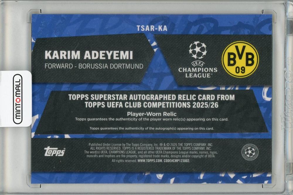 2025-2026 TOPPS UCL Karim Adeyemi AUTO patch07/25 Borussia Dortmund