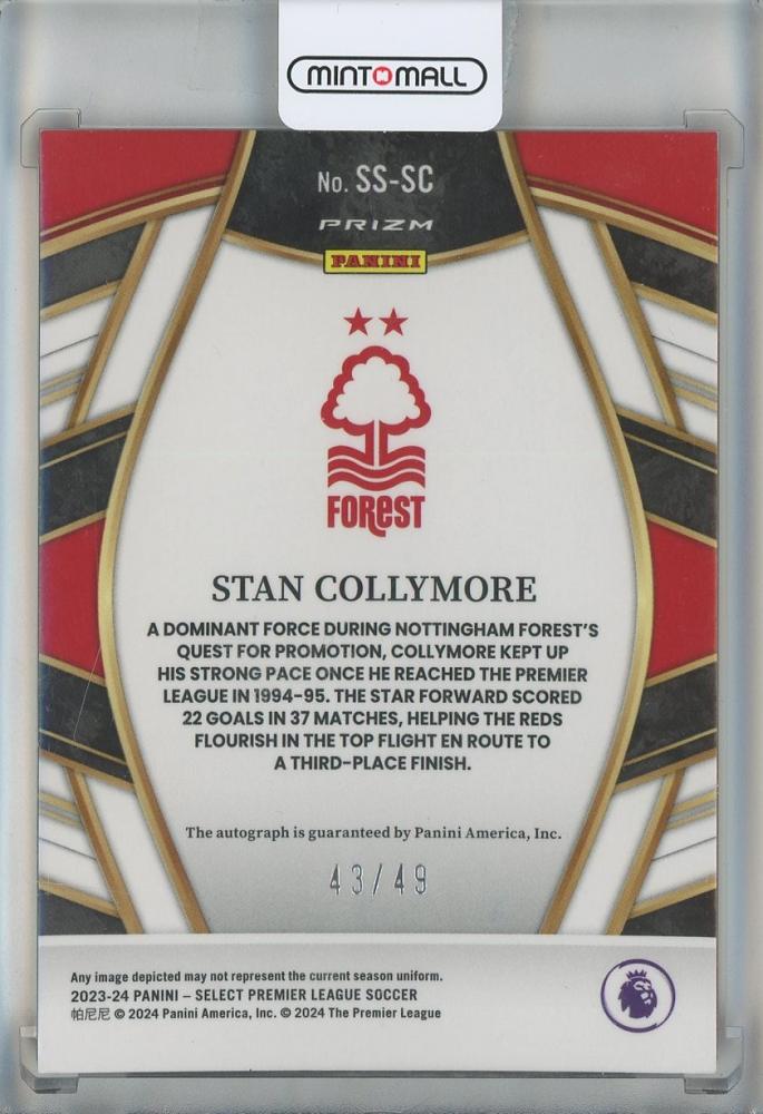 2023-24 Select English Premier League Stan Collymore Select Signatures Purple #1643/49 Nottingham Forest FC