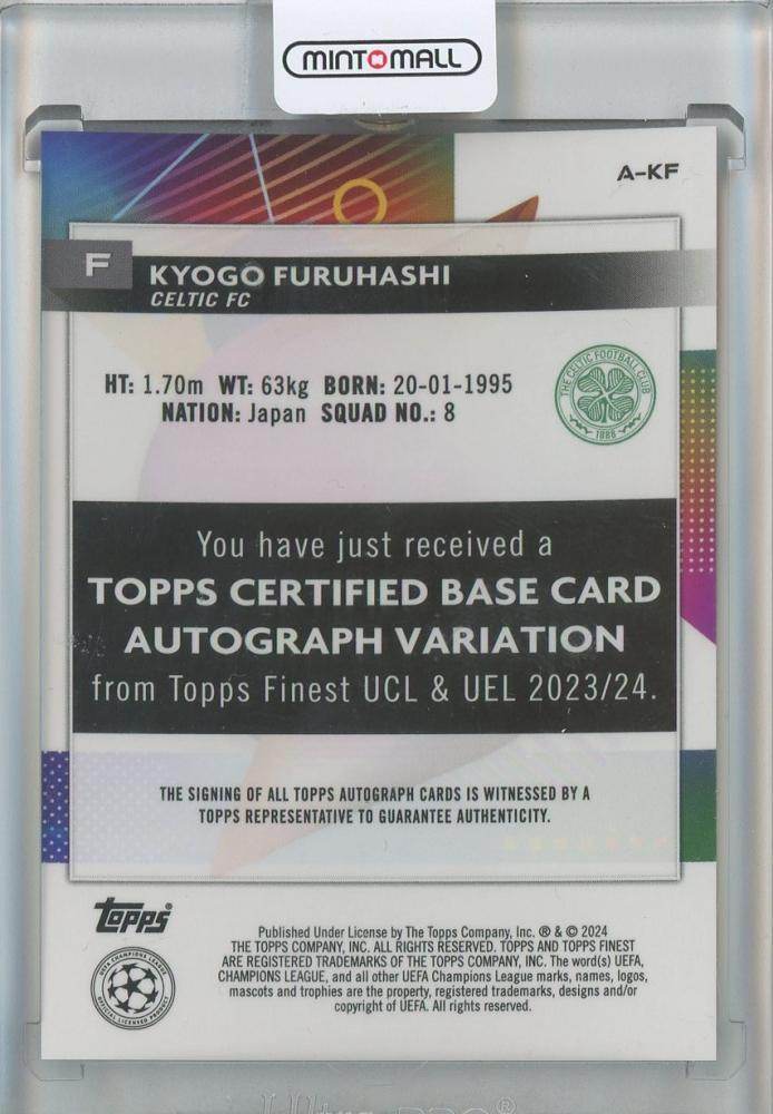 2023-24 Finest UEFA Club Competition Kyogo Furuhashi Autographs #AKF Celtic FC
