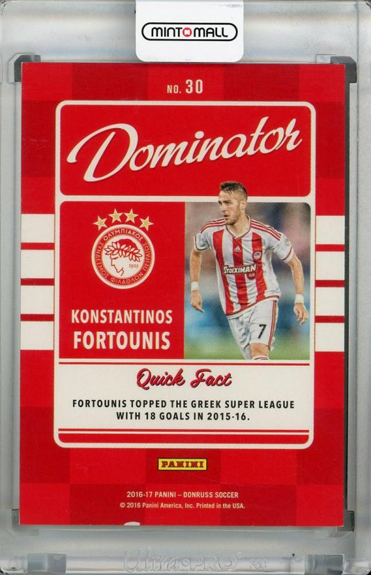 2016-17 Donruss Olympiacos FC Konstantinos Fortounis Dominator Mosaic parallel edition card numbered 02/15