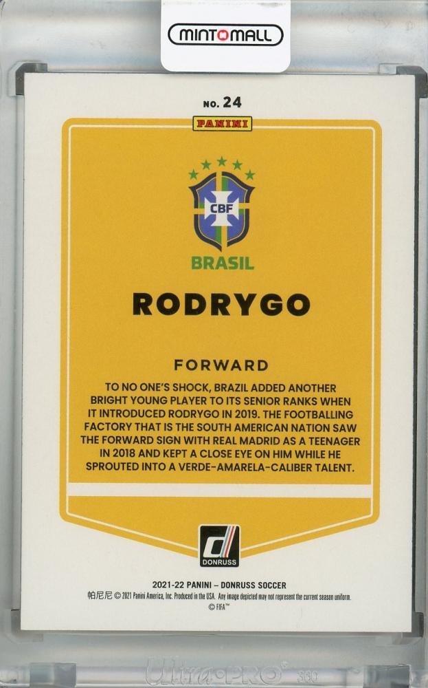 2021-22 Donruss Soccer Road to Qatar Rodrygo Base Holo Orange Laser parallel trading card