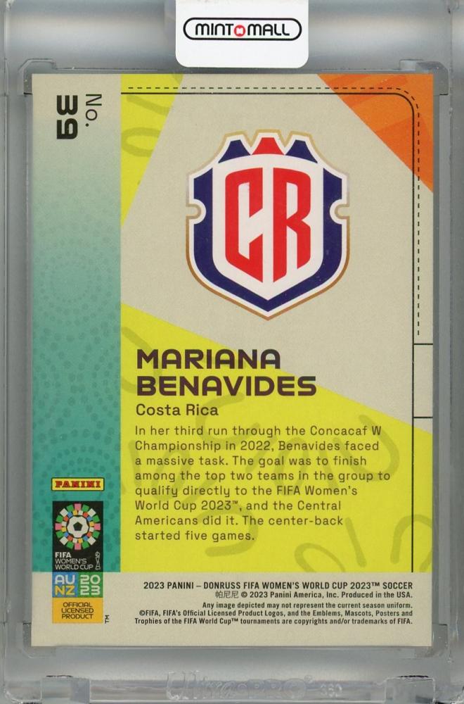2023 Panini Donruss FIFA Women’s World Cup Mariana Benavides Orange #39 RC *minor stain on back 18/49 Costa Rica