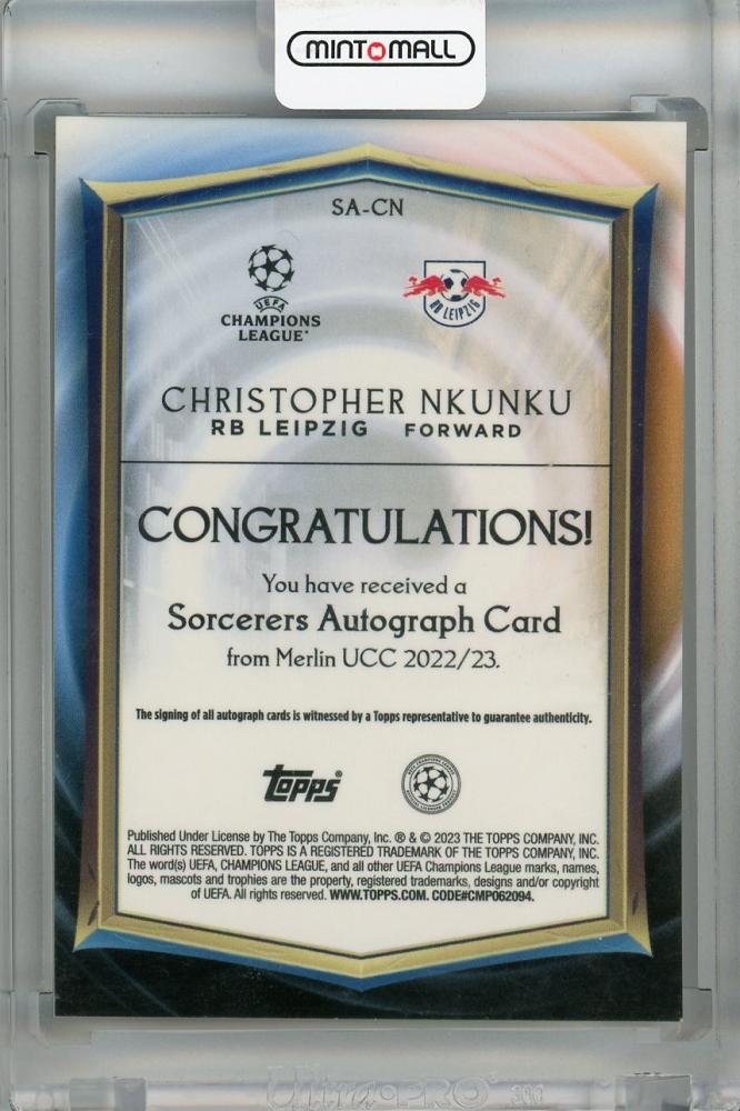 2022-23 Topps Merlin Chrome UEFA Club Competitions RB Leipzig Christopher Nkunku Sorcerers Autographs #SA-CN