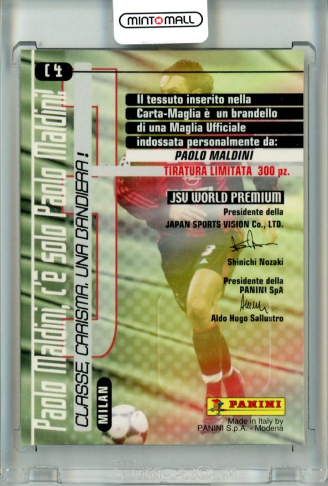 2001 Panini Calcio Cards Premium Paolo Maldini #C4 Carta Maglia Jersey AC Milan