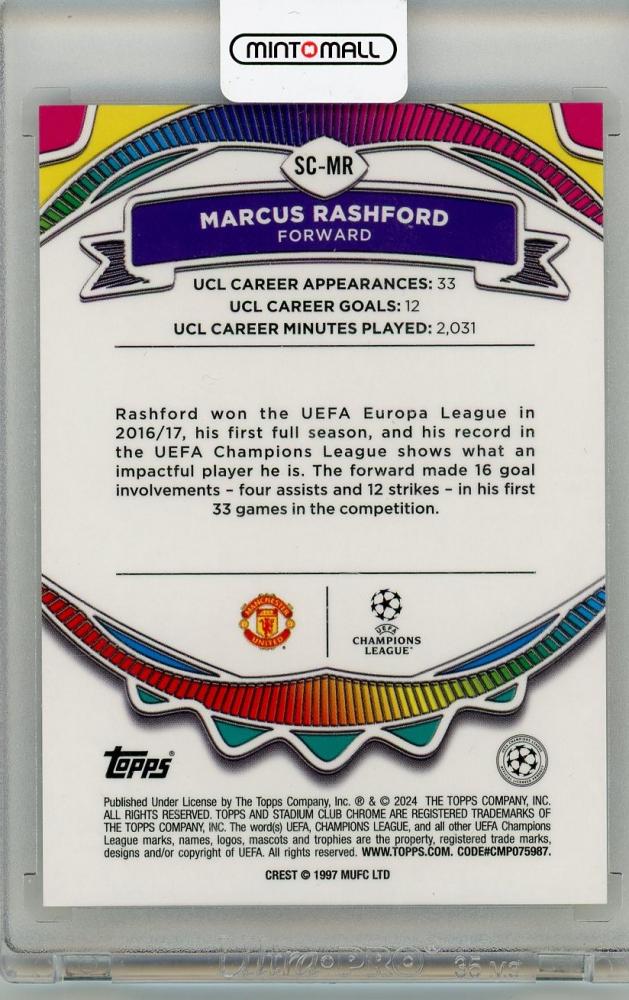 2024 TOPPS UEFA CHAMPIONSS LEAGUE Marcus Rashford 05/50 Manchester United