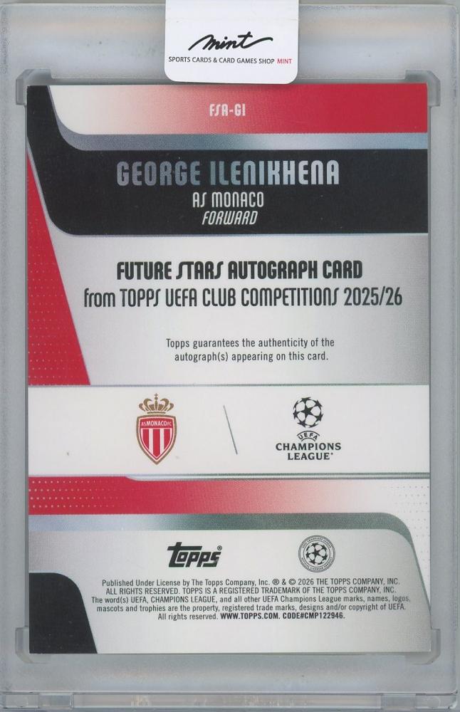 2025-26 TOPPS UEFA Club Competitions Future Stars Autographs / GEORGE ILENIKHENA(AS Monaco)