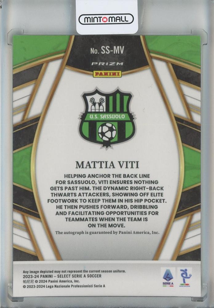 2023-24 Select Serie A Mattia Viti Select Signatures Peacock Auto #3 US Sassuolo Calcio