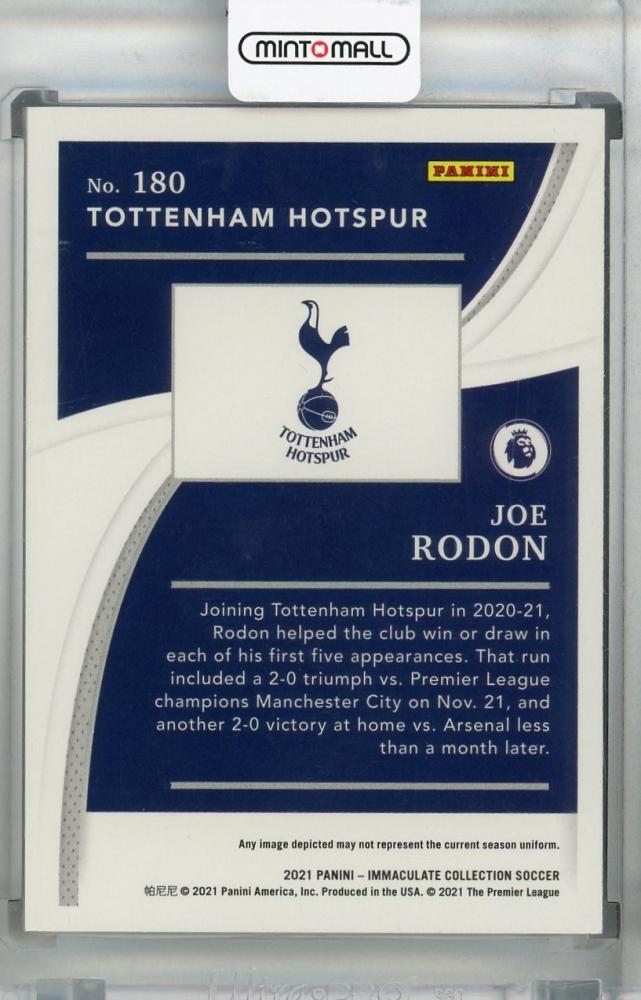 2021 Panini Immaculate Collection Tottenham Hotspur Joe Rodon rookie card numbered 29 out of 80