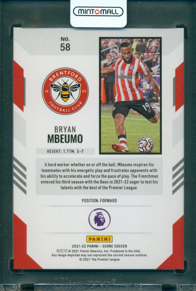 2021-22 Score Premier League Soccer Bryan Mbeumo #58 Orange Lava10/99 Brentford