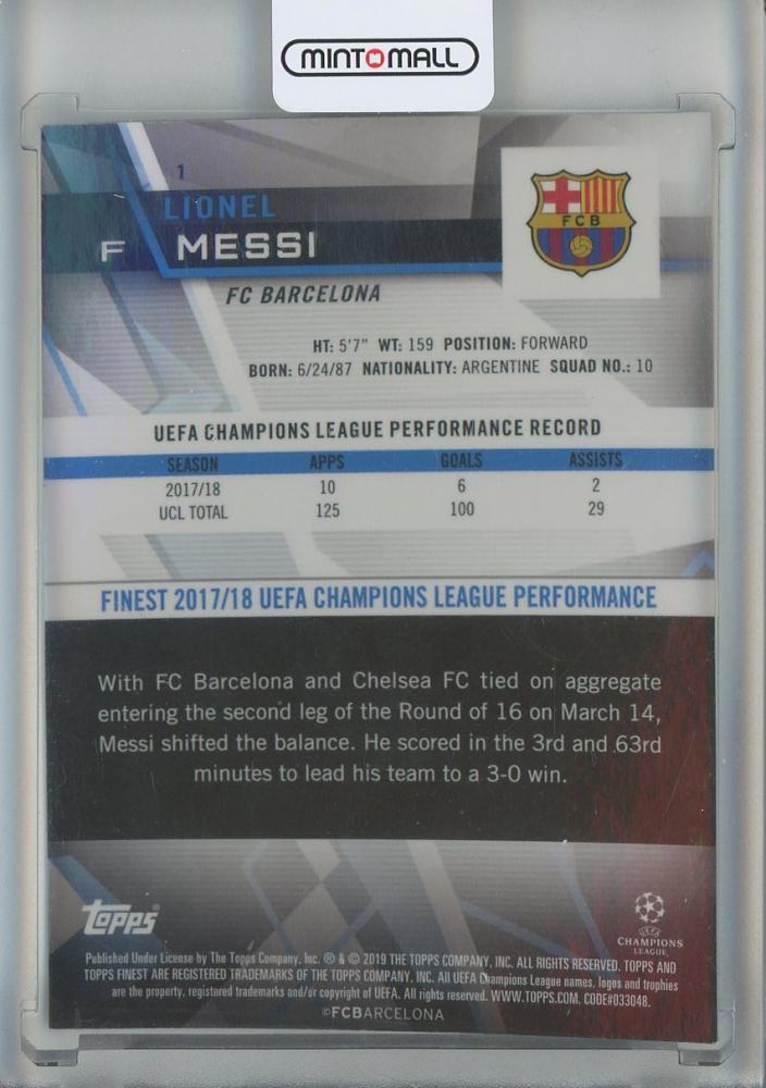 2018-19 Finest UEFA Champions League Lionel Messi #1 FC Barcelona