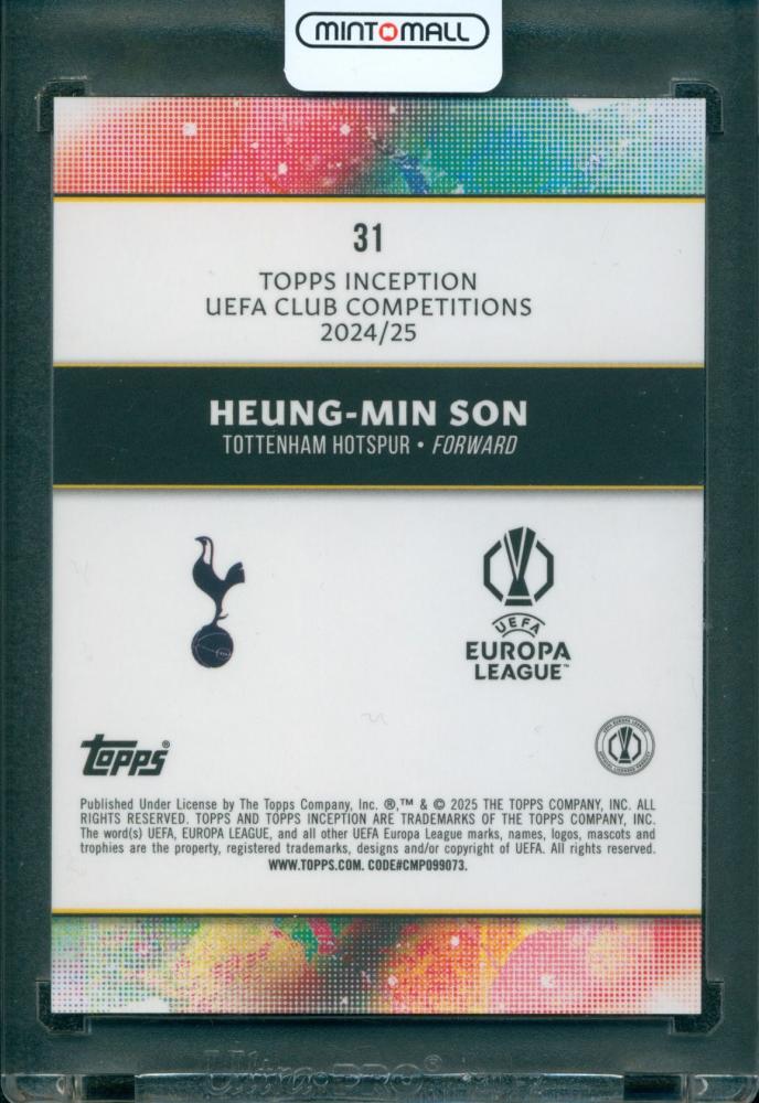 2024-25 topps inception uefa competitons Heung-min Son Base Magenta Jersey No.7/75 TOTTENHAM HOTSPUR