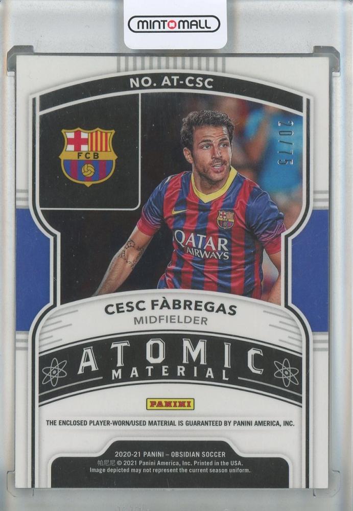2020-2 Panini Obsidian Cesc Fabregas Atomic Materials Electric Etch Purple #2420/75 FC Barcelona