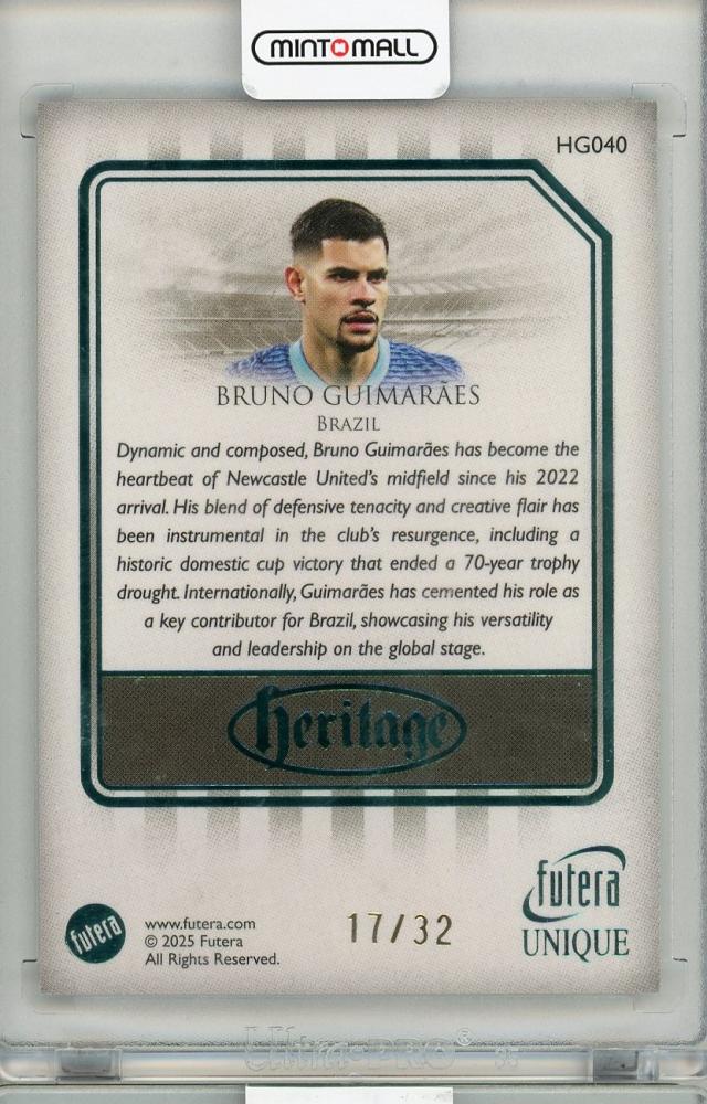 2025 Futera Bruno Guimaraes #HG04017/32 BRAZIL