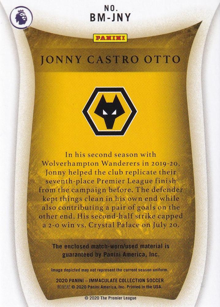 2020 Panini Immaculate Collection Wolverhampton Jonny Castro Otto boot memorabilia serial 48 of 59