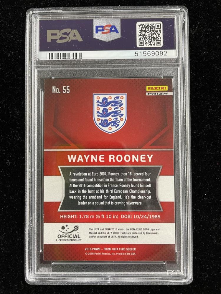 2016 Panini Prizm Euro England Wayne Rooney Base Silver parallel card certified authentic