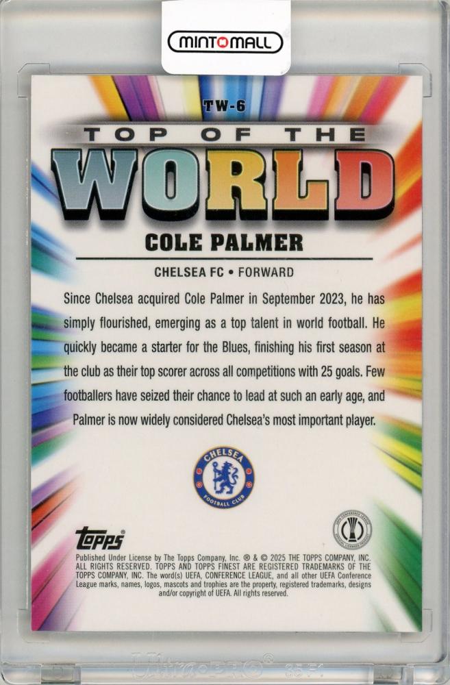 2024-25 Topps Finest UEFA Club Competitions Cole Palmer Top Of The World40/75 Chelsea FC