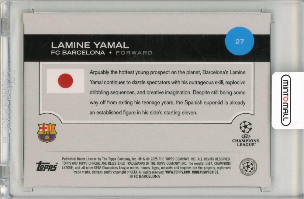 2024-25 Topps UEFA Japan Edition Lamine Yamal Yellow Mojo Refractor114/150 FC Barcelona