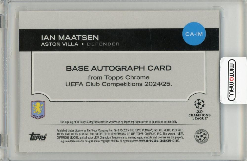 2024-25 Topps Chrome UEFA Club Competitions Ian Maatsen Orange Refractor Autograph07/25 Aston Villa