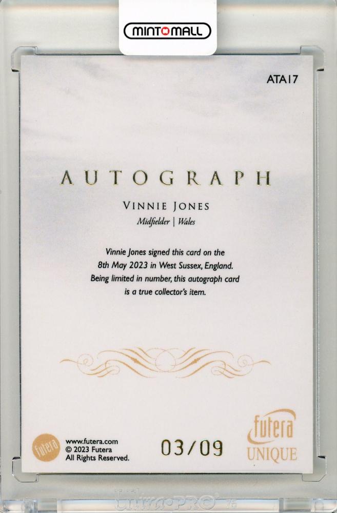 Futera Unique WORLD FOOTBALL 2023/24 Vinnie Jones Autograph03/09 Wales