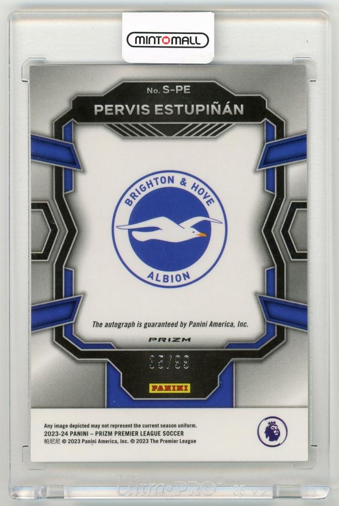 2023-24 Panini Prizm Premier League Pervis Estupinan Signatures Silver Prizms Parallels35/99 Brighton & Hove Albion