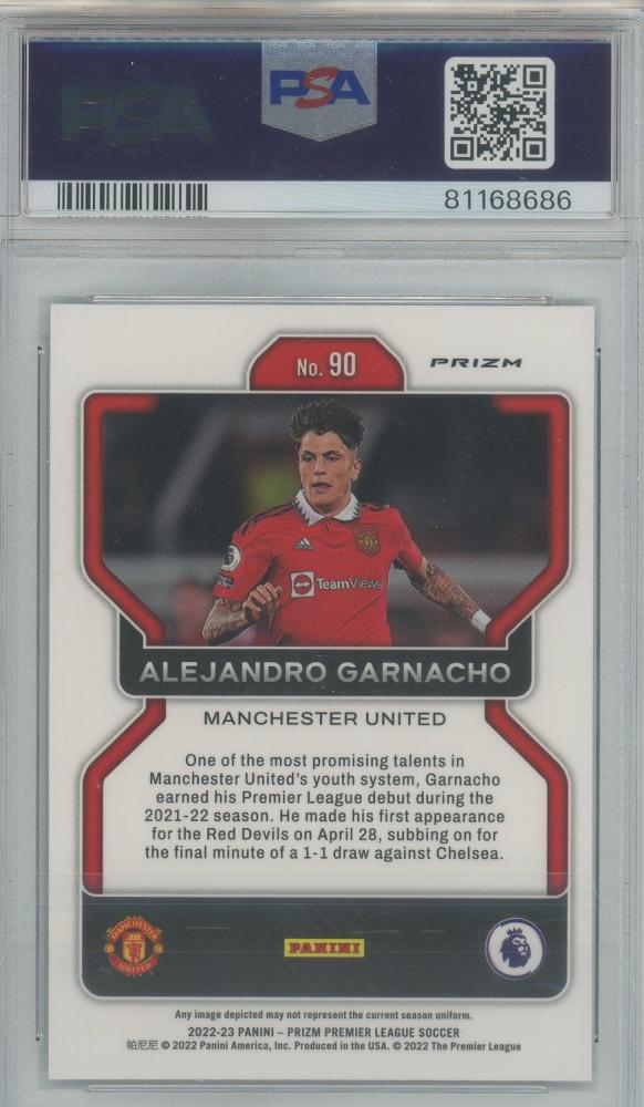 2022-23 Panini Prizm English Premier League Alejandro Garnacho Prizms MultiColor #90PSA9 Manchester United